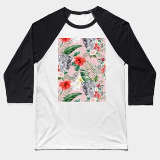 Tiger Between Blooming Plants Baseball T-Shirt